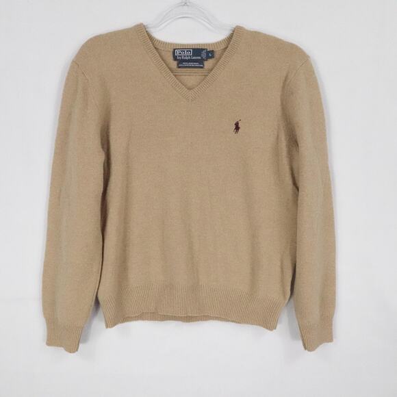 Polo Ralph Lauren Other - Polo Ralph Lauren Sweater Mens Large Tan V Neck 100% Lambswool Pullover Classic